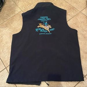 Cowboy vest Western rodeo warm winter black jacket zipper horse Prescott Arizona